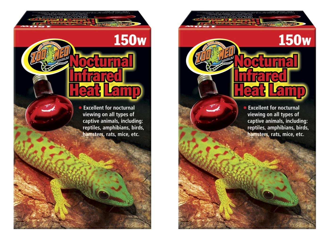 Zoo Med (2 Pack) Red Infrared Heat Lamp, 150 Watts