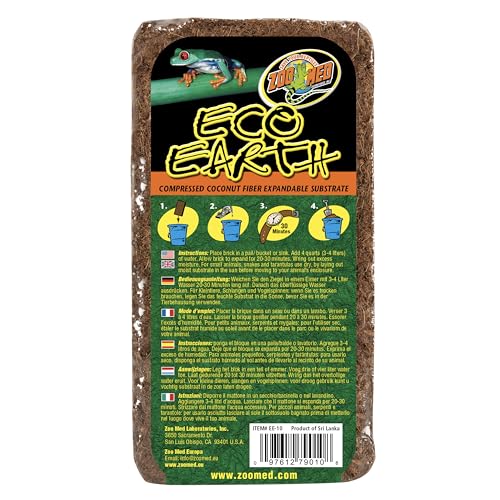 Zoo Med Eco Earth Compressed Coconut Fiber Substrate Reptiles 1 Brick - 3 Pack
