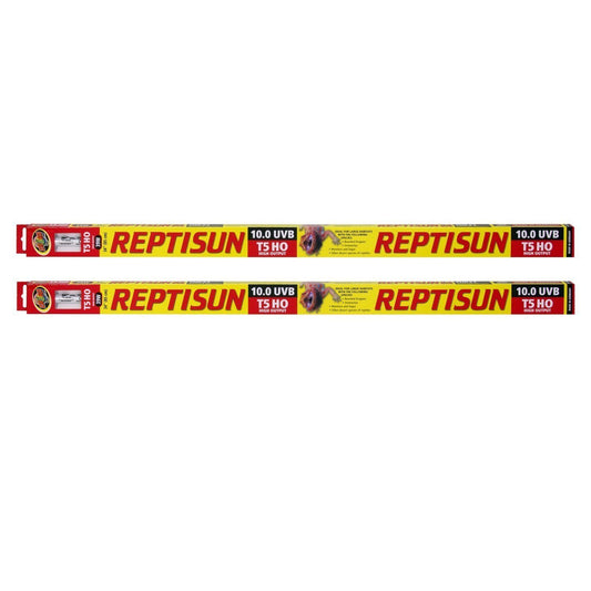 Zoo Med 26062 Reptisun 34-Inch 10.0 UVB, T5-High-Output, Fluorescent, Full Spectrum, ‎Push Button Controlled, 39W Tubular Lamps (2-Pack)