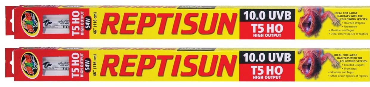 Zoo Med (2 Pack ReptiSun T5 HO High Output 10.0 UVB Lamp 54W, 46"