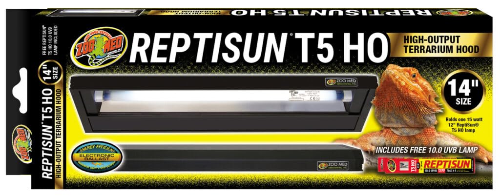 Zoo Med ReptiSun T5 HO Terrarium Hood with 10.0 Bulb, 14" L
