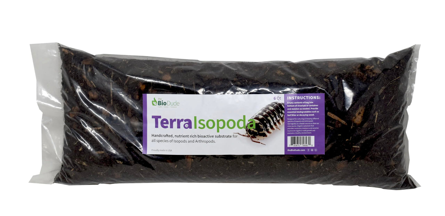The Bio Dude Terra Isopoda Isopod Bioactive Substrate - 6 quarts - Great for Millipedes, Centipedes, Springtails, Isopod culturing and Keeping. High in Calcium and Trace Elements for Clean up Crew