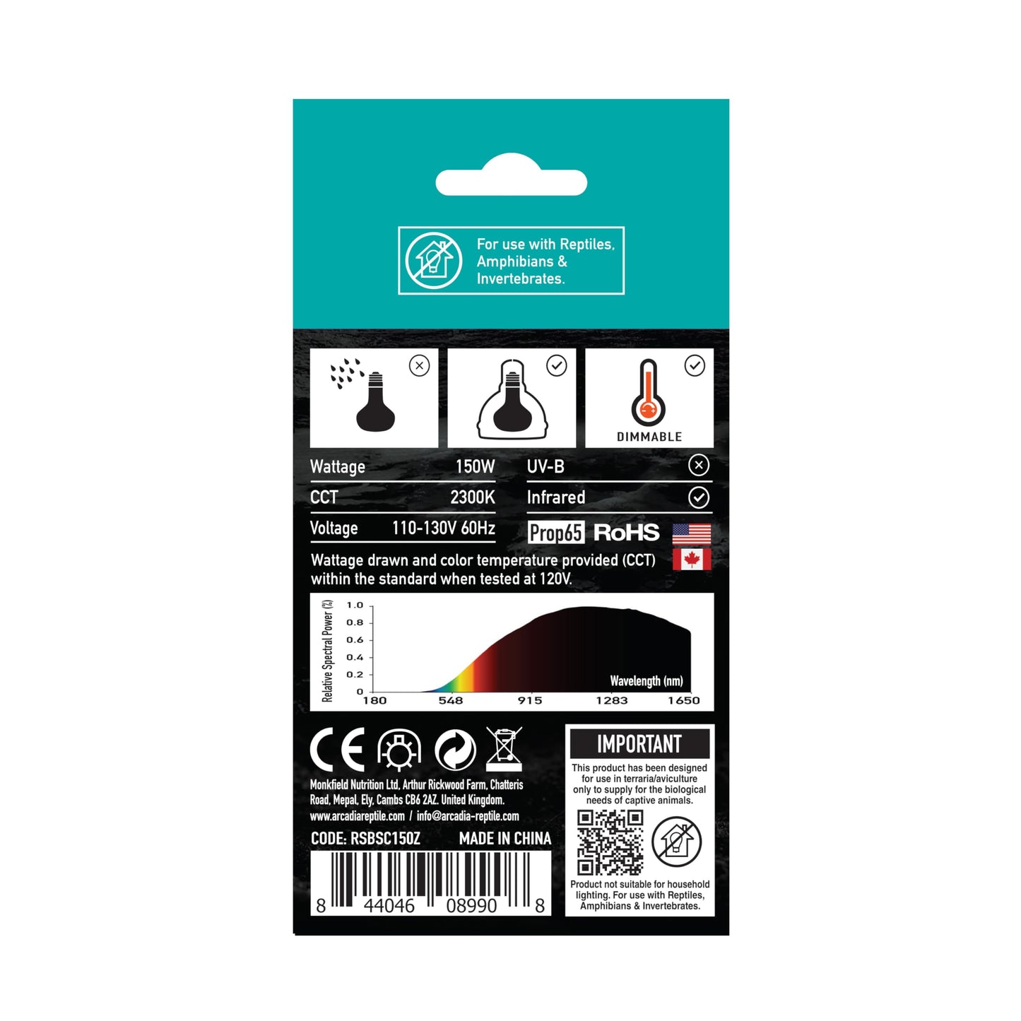 Arcadia Golden Sun 150W Basking Spot Lamp