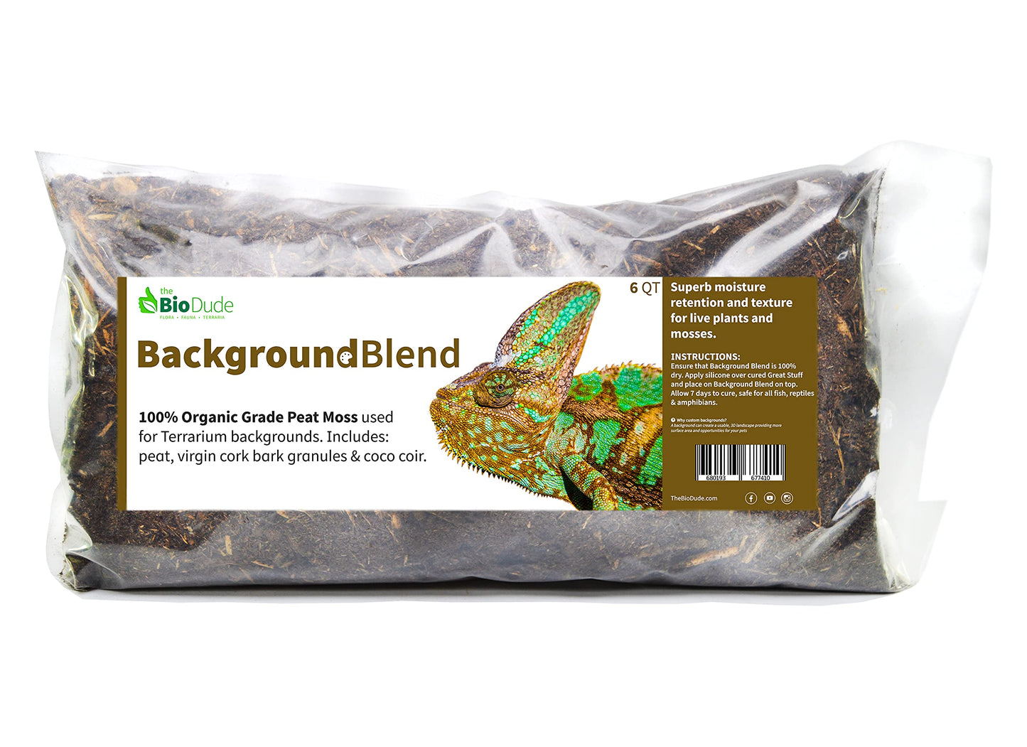The Bio Dude Background Blend 6 quarts for bioactive Terrarium Backgrounds and vivariums