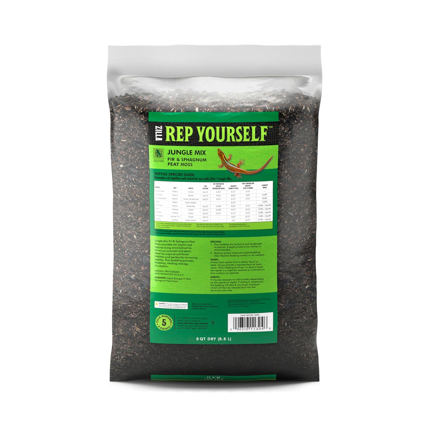 Zilla Reptile Terrarium Bedding Substrate Jungle Mix, 8 Quart