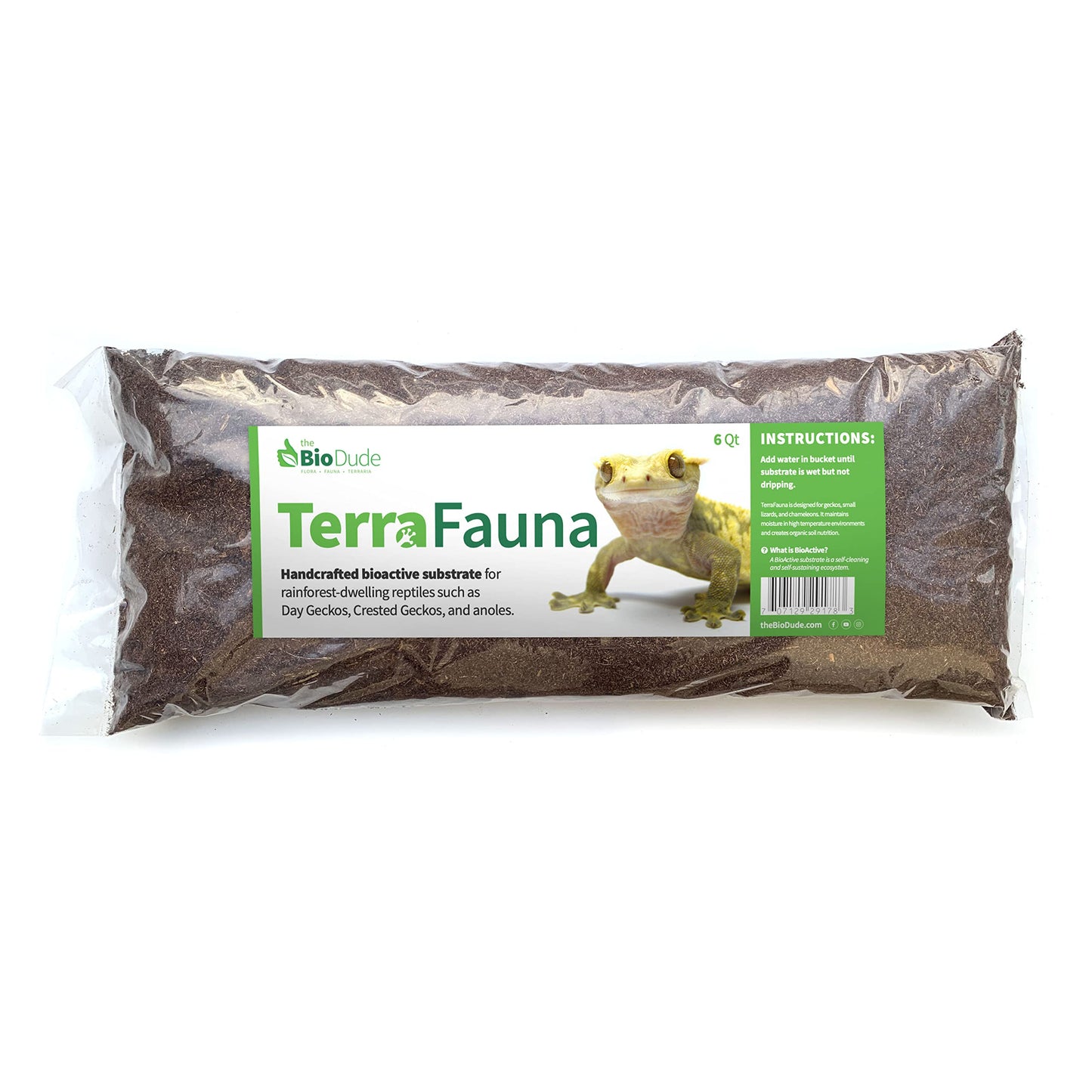 The Bio Dude Terra Fauna Bioactive Reptile Substrate 6 quarts for Terrarium and Vivarium Habitat. Great for Crested Geckos, Gargoyle Geckos, Day Geckos, Whites Tree Frogs and Indoor Gardening