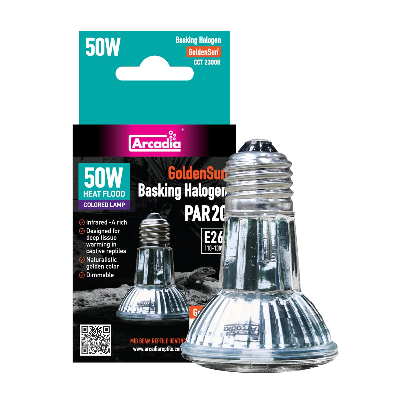 Arcadia Golden Sun Basking Halogen Lamp-50 Watt
