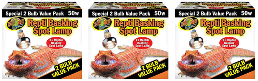 Zoo Med Reptile Basking Spot Lamp 50 Watt - 6 Bulbs Total (3 Packs with 2 per Pack)