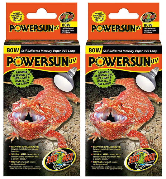 Zoo Med 2 Pack of PowerSun UV Reptile Bulbs, 80 Watts, Self-Ballasted Mercury Vapor UVB Lamp2