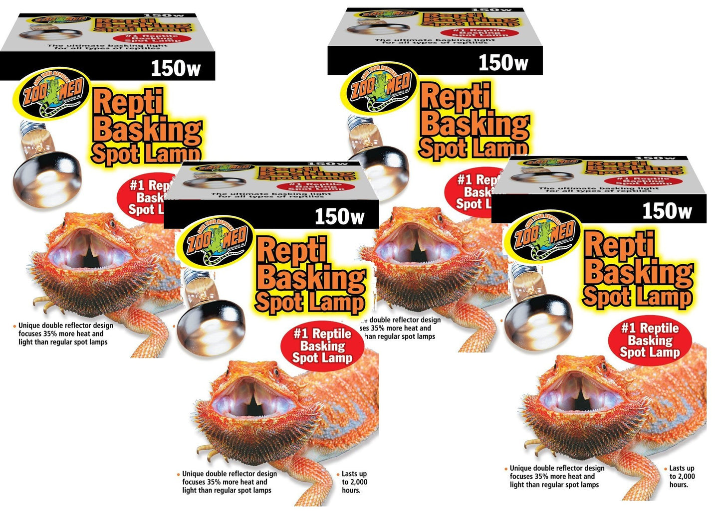 Zoo Med Reptile Basking Spot Lamps 150 Watts (4 Pack)