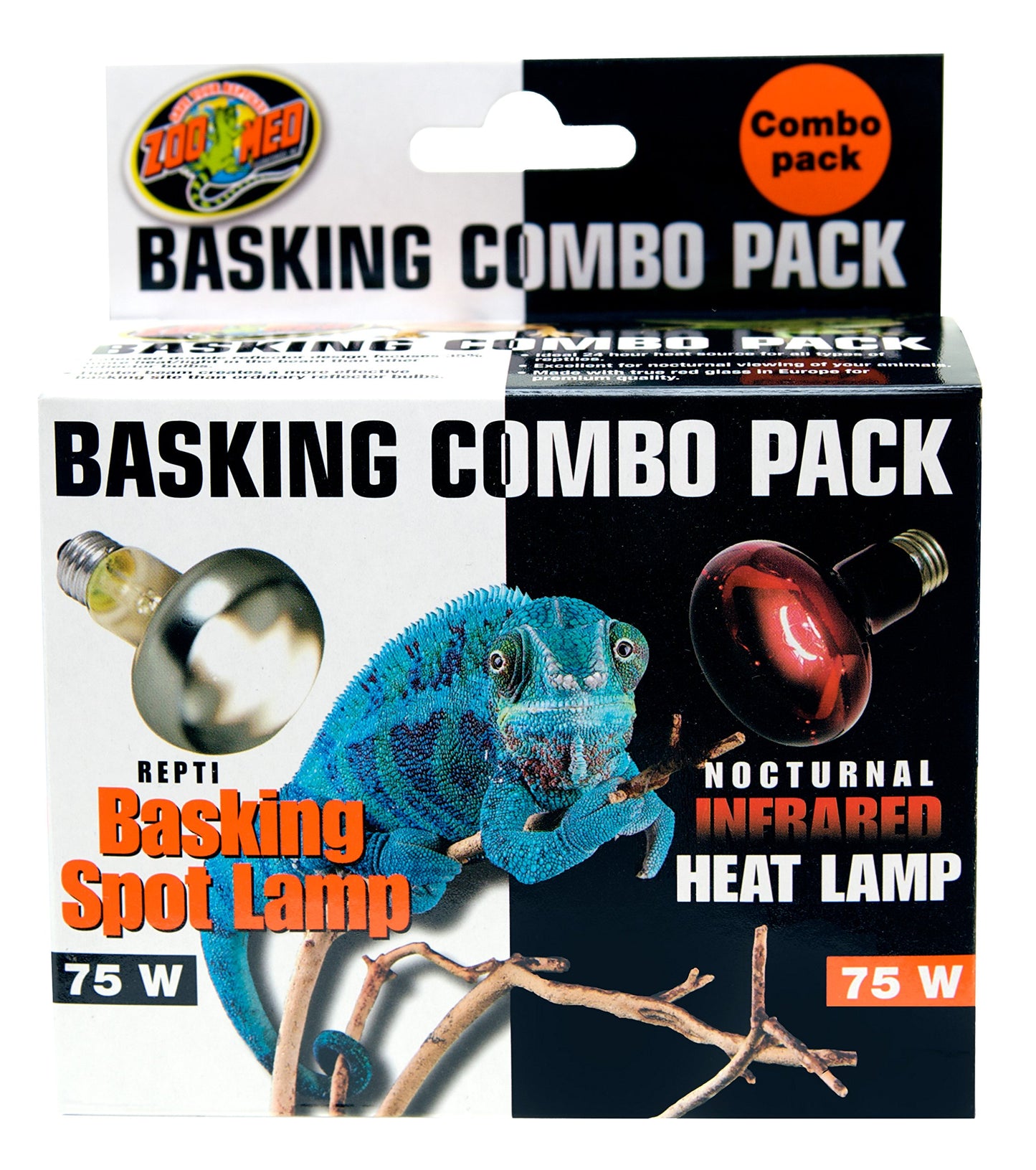 Zoo Med Basking Combo Pack 75 Watt Daylight and Infrared Heat Lamp